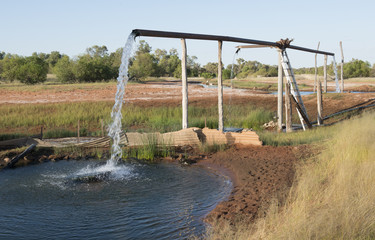 Hot artesian bore in outback Queensland, Australia.