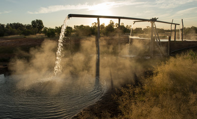 Hot artesian bore in outback Queensland, Australia.