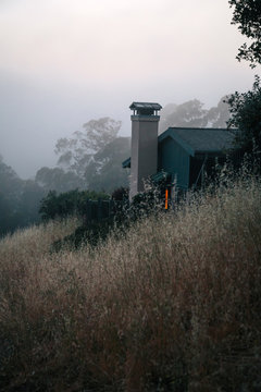 House in the hills, at dusk