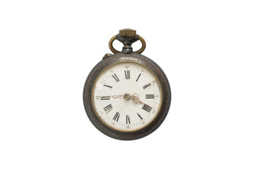 Antique stop watch on white background