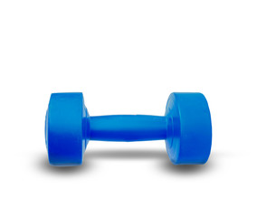 Blue dumbbell isolated on white background