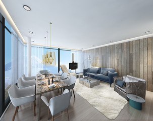 3D illustration of living room indoor