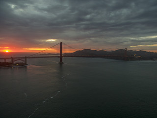 Fototapeta na wymiar Golden Gate Bridge Sunset - San Francisco,CA - The Presidio 