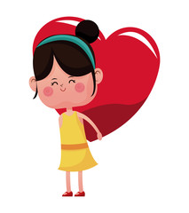 cute girl carrying on back heart vector illustration eps 10
