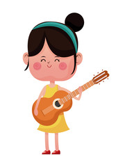 girl happy with guitar lovely vector illustration eps 10