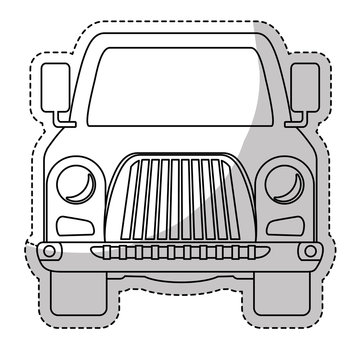sticker of pick up truck vehicle icon over white background. vector illustration