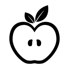 Slice of apple fruit in heart shape over white background. vector illustration