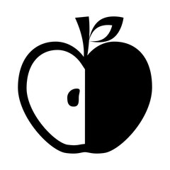 Slice of apple fruit in heart shape over white background. vector illustration