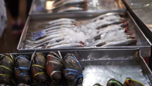 Fresh Fish in Ice on Asian Local wet Market