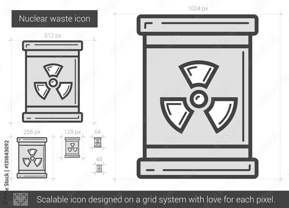 Sticker nuclear waste line icon.