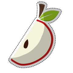 Slice of apple fruit in heart shape over white background. colorful design. vector illustration
