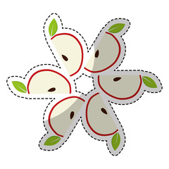 Slice of apple fruit in heart shape over white background. colorful design. vector illustration
