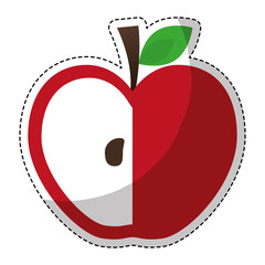 Slice of apple fruit in heart shape over white background. colorful design. vector illustration