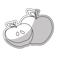 Slice of apple fruit in heart shape over white background. vector illustration