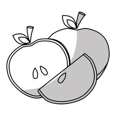 Slice of apple fruit in heart shape over white background. vector illustration