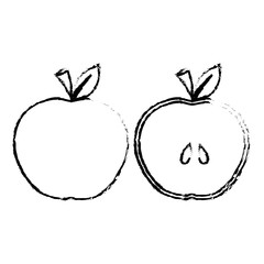 Slice of apple fruit in heart shape over white background. vector illustration