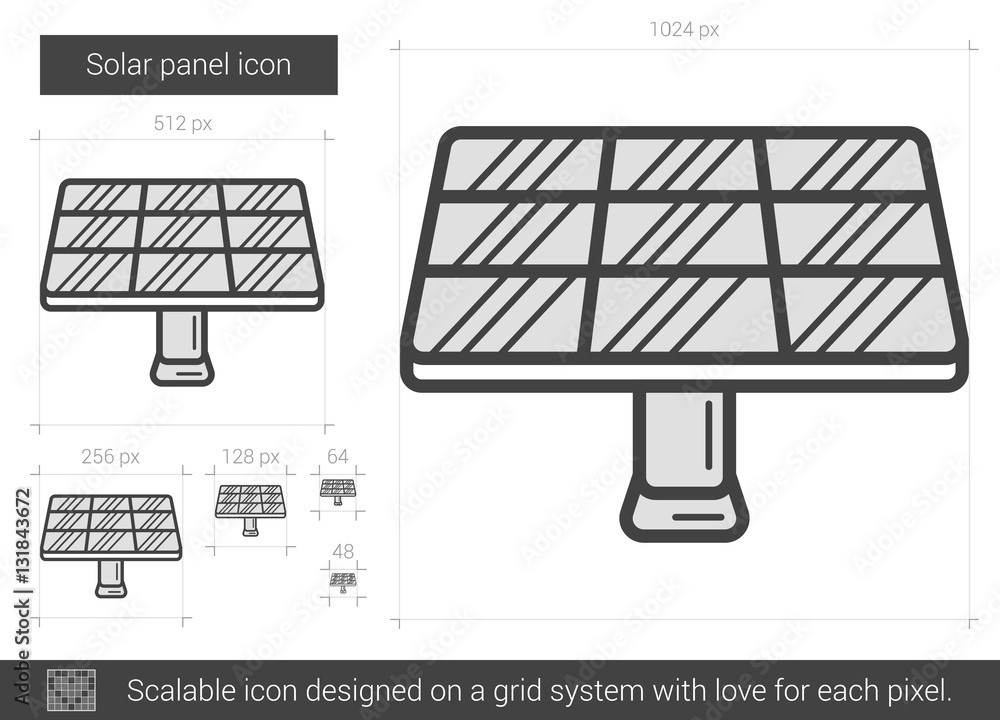 Poster solar panel line icon.