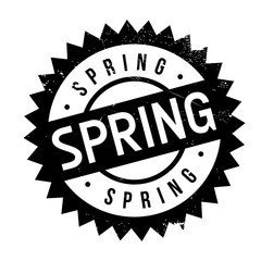 Spring stamp. Grunge design with dust scratches. Effects can be easily removed for a clean, crisp look. Color is easily changed.