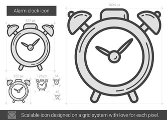 Alarm clock line icon.