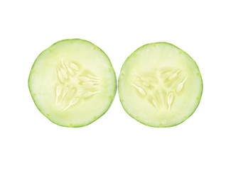 Slice of cucumber isolated on white