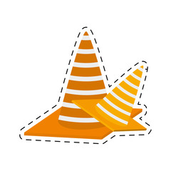 construction cone with stripes cut line vector illustration eps 10
