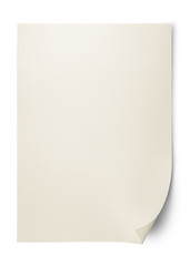 Isolated shot of blank paper on white and shadow with clipping p