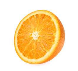 half slice fresh orange isolated on white background