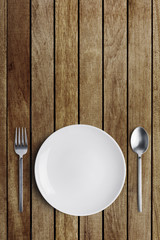 Table setting, spoon and fork with clipping path