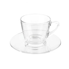 Empty glass tea cup. Isolated on white background