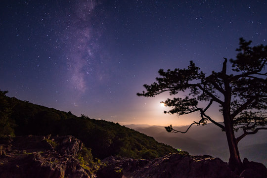The Milky Way as seen from the Raven's Roost overlook on the  Blue Ridge Parkway (Virginia)