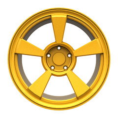 Obraz premium Yellow aluminum cast disks for a car (3D model) 