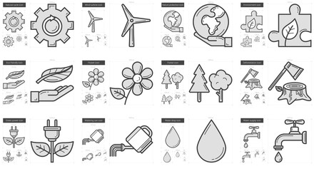 Ecology line icon set.