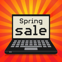 Computer, business concept with text Spring Sale