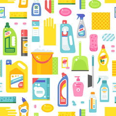 Cleaning tools sweamless pattern vector.