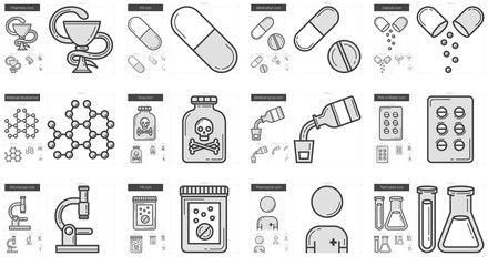Medicine line icon set.