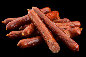 Small smoked sausage on black