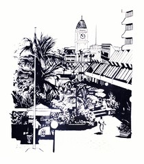 Mall Pen & Ink Drawing