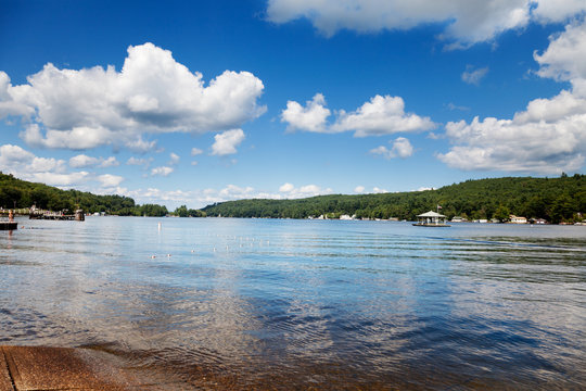 Boat Ramp On Lake Winnipesaukee, New Hampshire On A Sunny Summer Afternoon