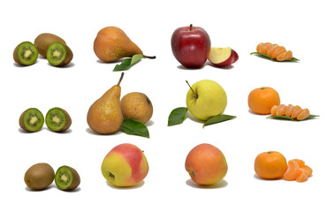 fresh fruits on the white background