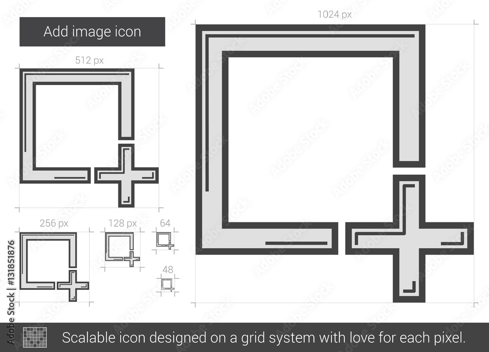 Poster add image line icon.
