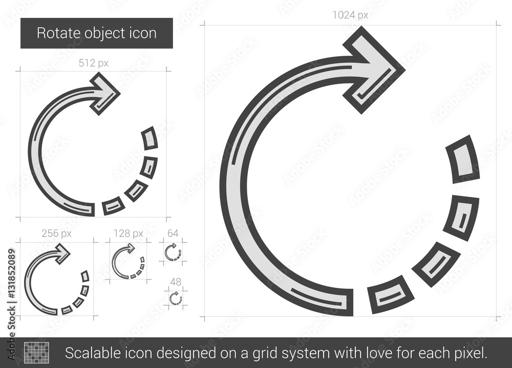 Poster rotate object line icon.