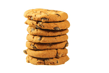 Chocolate chip cookies isolated on  white background