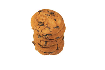 Chocolate chip cookies isolated on  white background
