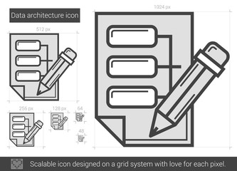 Data architecture line icon.