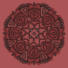 Element seamless pattern. Hand drawn flower mandala. Ethnic ornament.