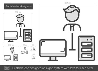 Social networking line icon.