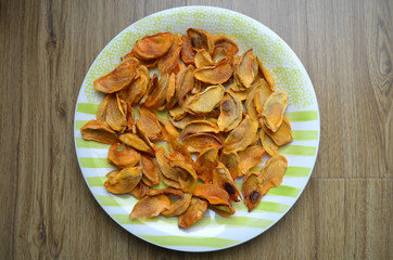 Dried persimmon on a plate