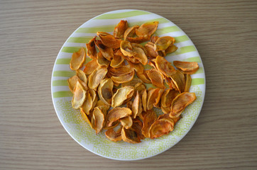 Dried persimmon on a plate