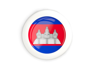 Obraz premium Flag of cambodia, glossy round button