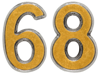Metal numeral 68, sixty-eight, isolated on white background